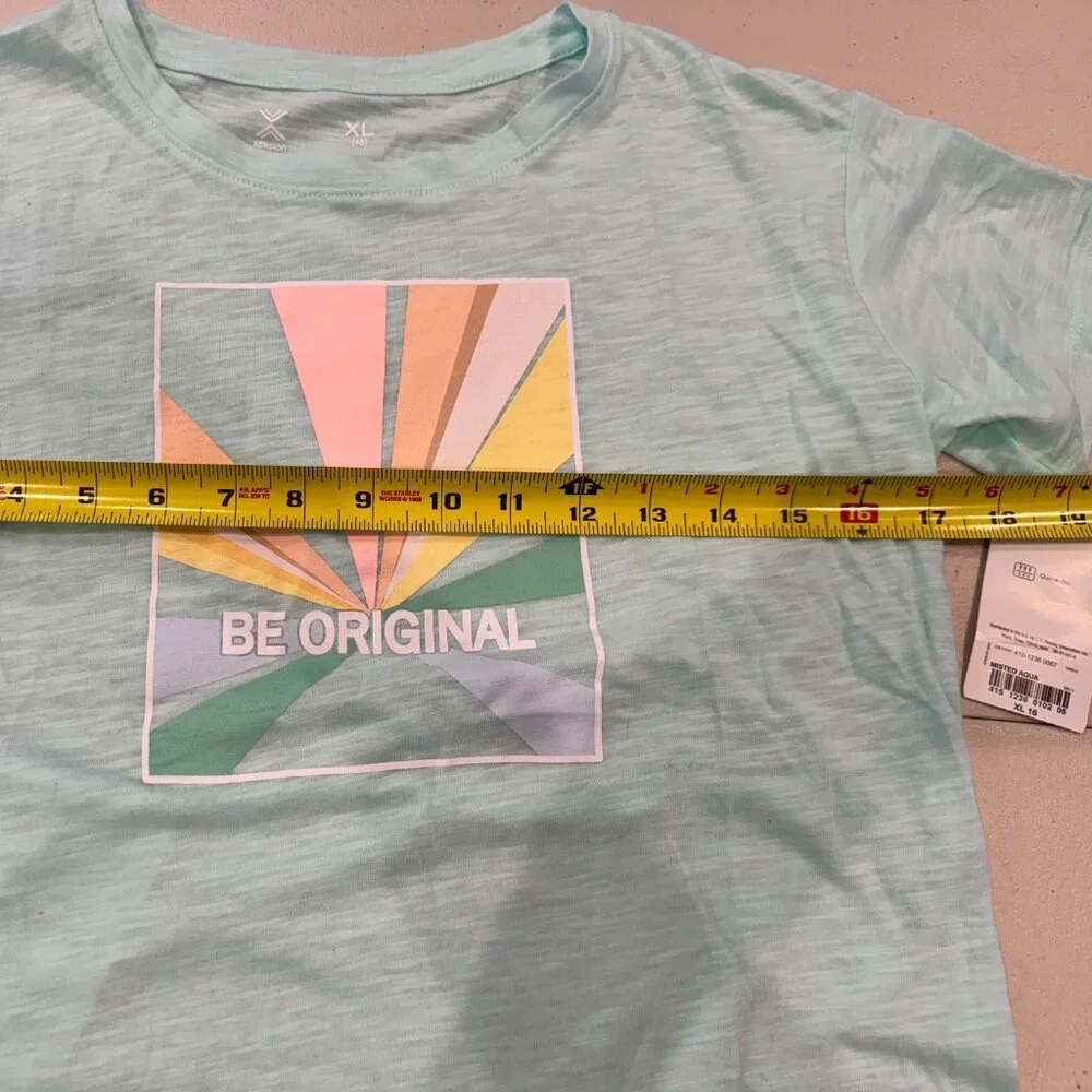 NWT "Be Original" Aqua Tee, Girls XL (16) - Picture 5 of 6